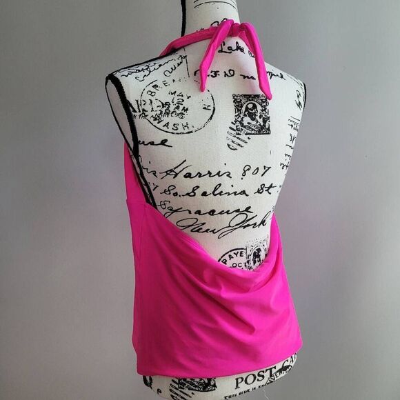 Old Navy XL hot pink halter v neck tankini swimsuit summer vacation - Picture 3 of 8